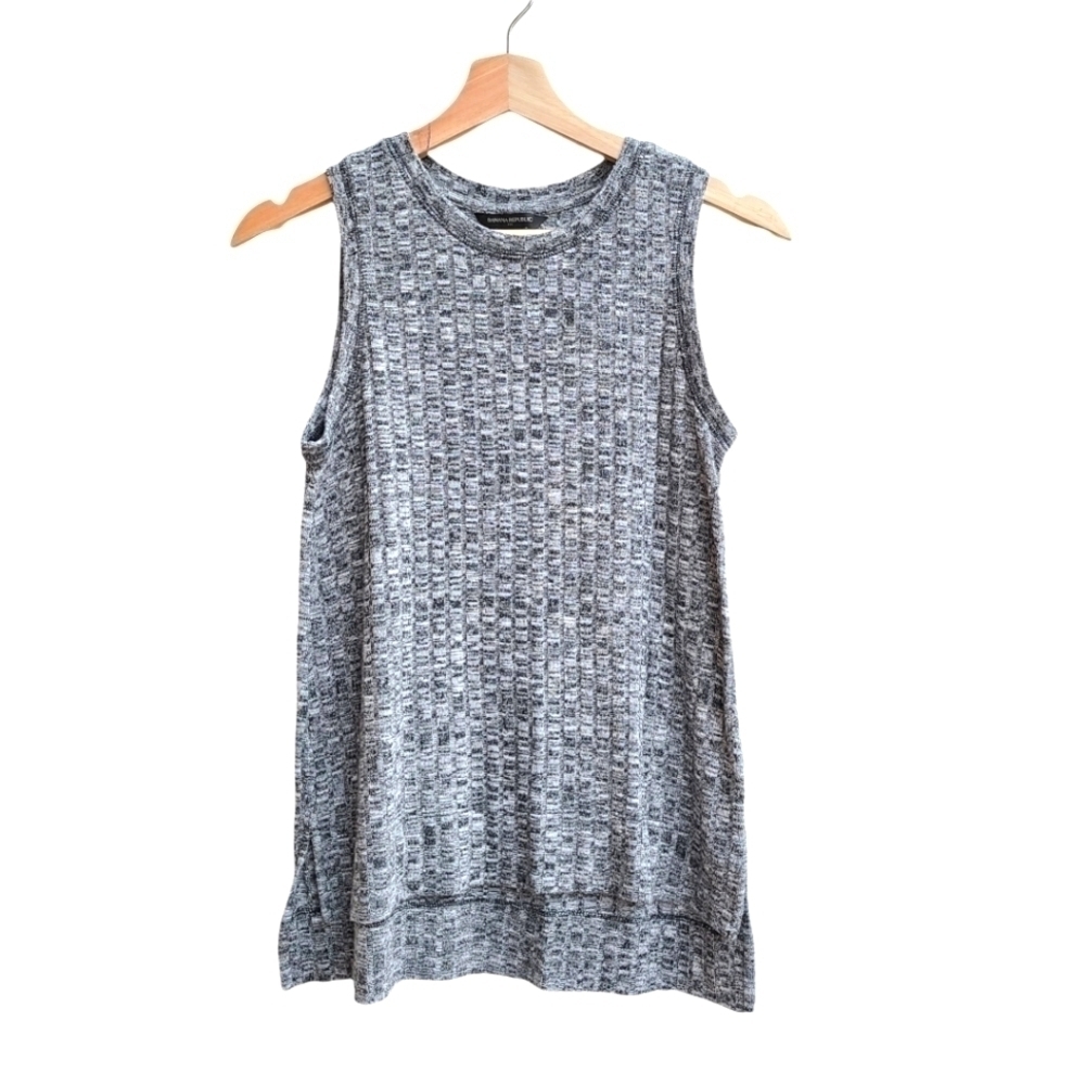 Banana Republic Heathered Grey Knit Crew Neck Sleeveless Tank Top XS